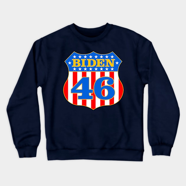 Biden 46 Patriotic Shield Crewneck Sweatshirt by MotiviTees